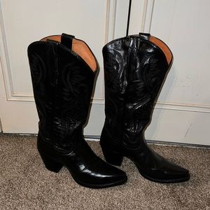 Dan Post Maria Shiny black leather cowboy boots women’s size 7